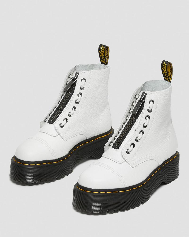 Dr Martens Sinclair Milled Nappa Læder Platform Støvler Dame Hvide | DK 258GSO